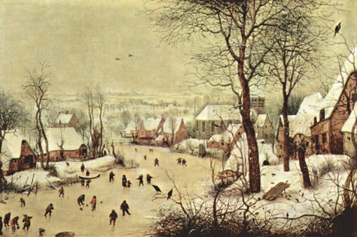 Pieter Bruegel 《 Winterlandschap met schaatsers en vogelknip 》