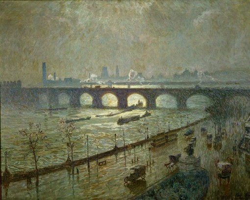 Emile Claus 《 Waterloo Bridge, zon en regen. Maart 》